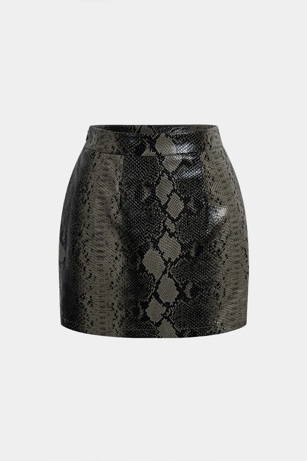 Snake Skin Print Faux Leather Skirt