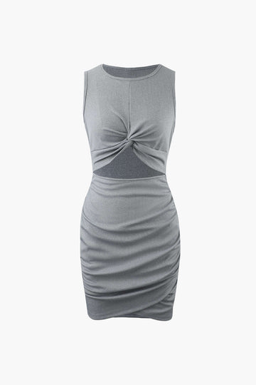 Twisted Cut Out Ruched Sleeveless Mini Dress