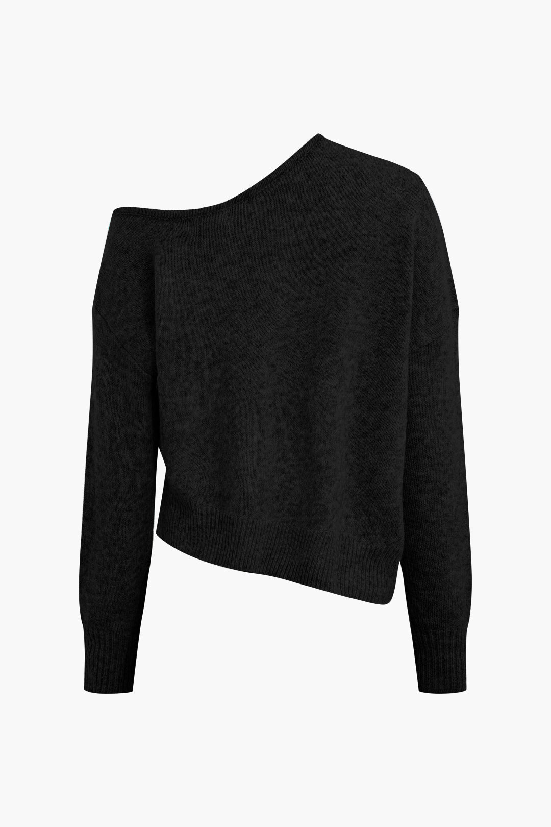 Solid Knit Off Shoulder Tröja Långärmad Topp