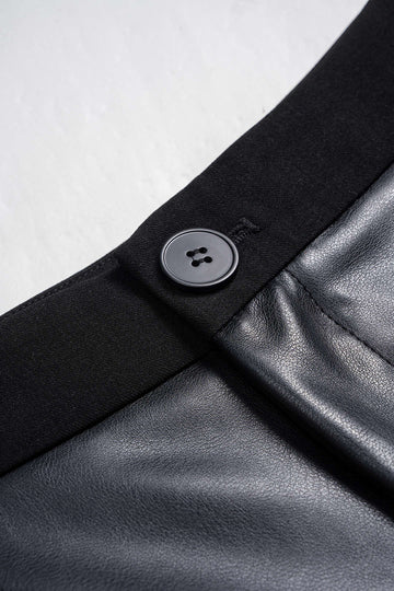 Patchwork Faux Skórzane spodnie