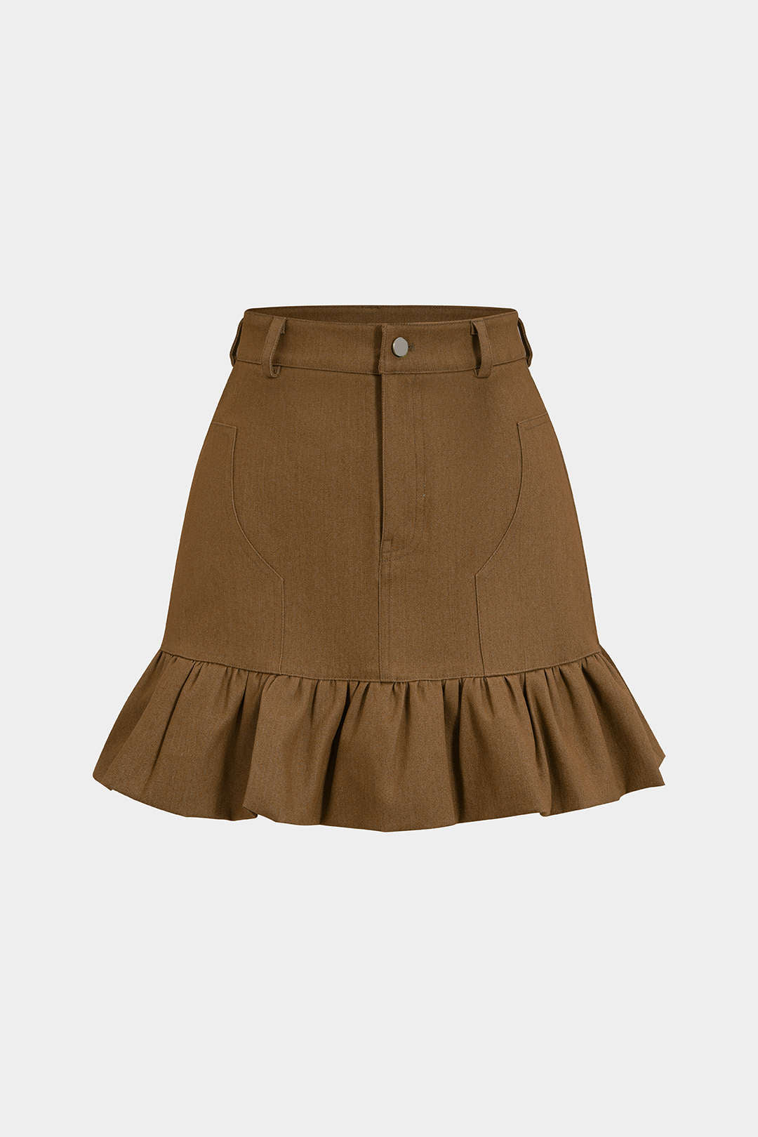 Denim High Waist Ruched Hem Skirt