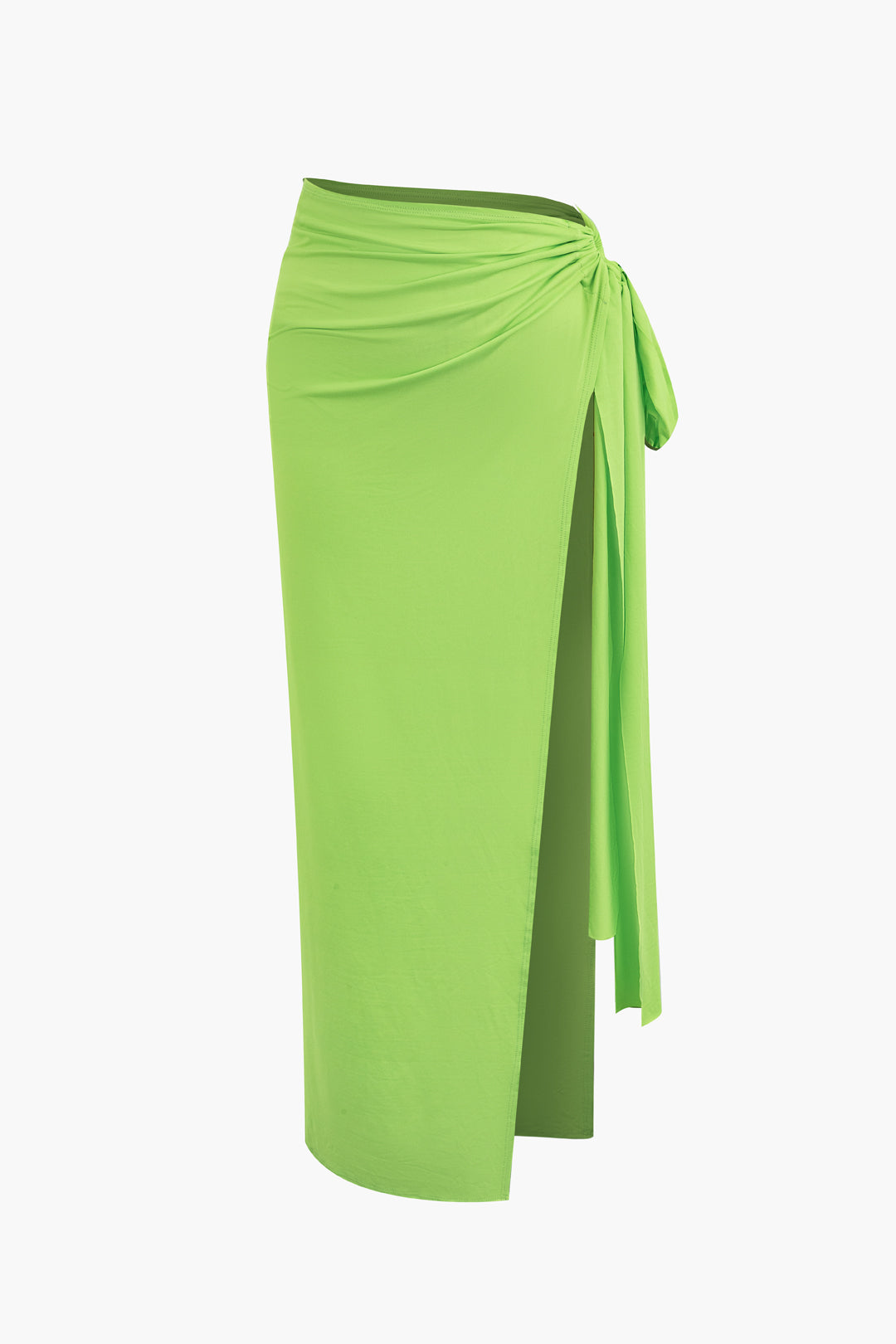 Ruched Backless Crop Top and Knotted Split Midi Skirt Set