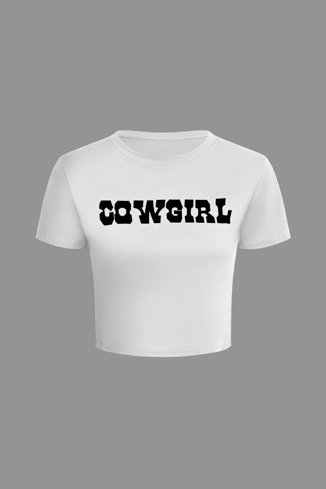 COWGIRL Letter Print T-shirt