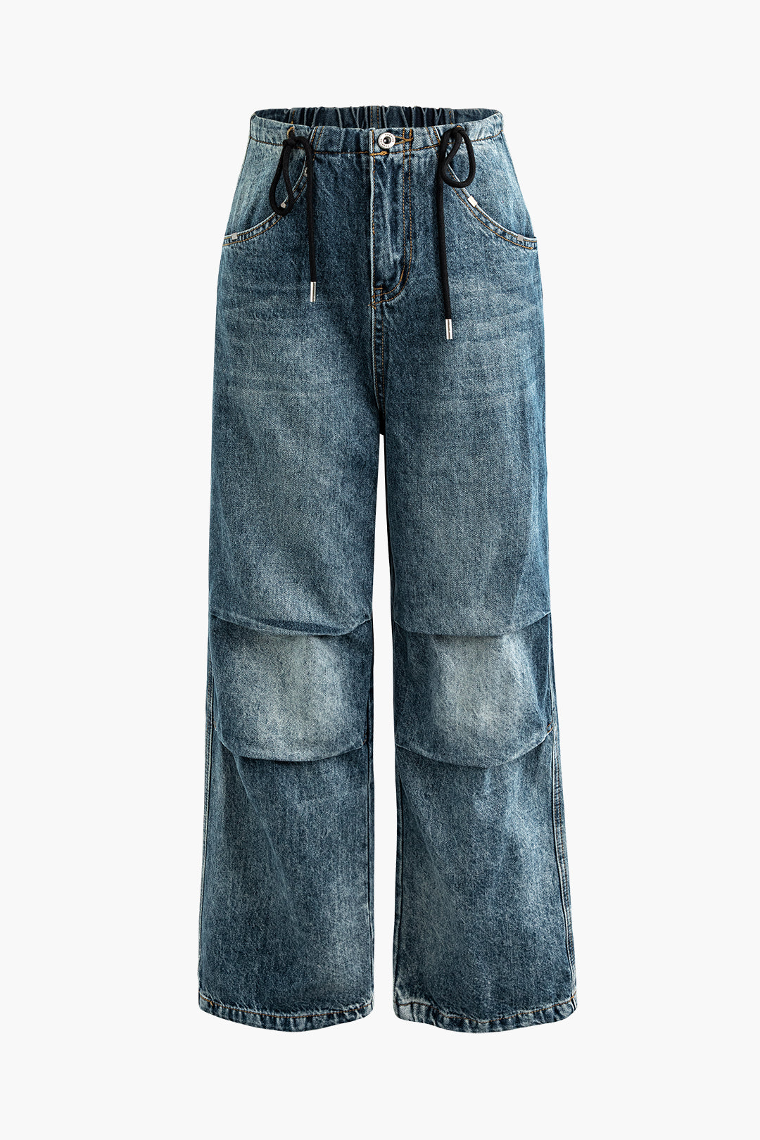 Drawstring Straight Leg Pocket Jeans