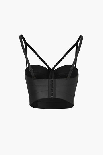 Faux Leather Strappy Bustier Top