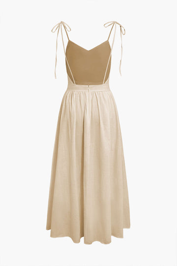 Tie Strap Backless Pleated Maxi Dress