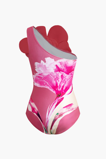 3D Flower Tummy Control One-Piece Swimsuit