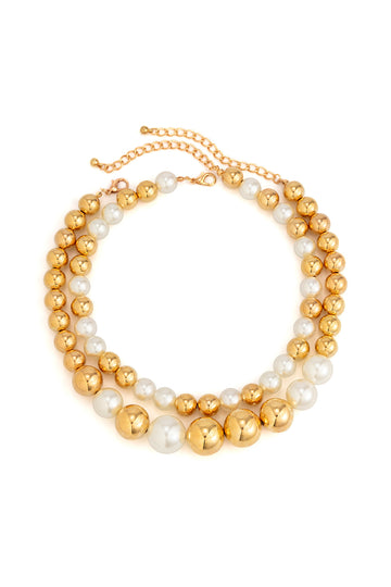 Faux Pearl Beaded Layered Necklace