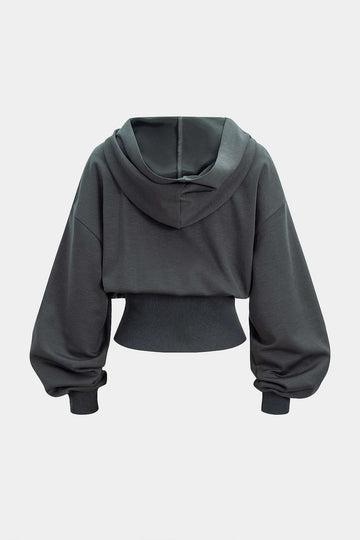 Letter Embroidery Long-Sleeve Hoodie