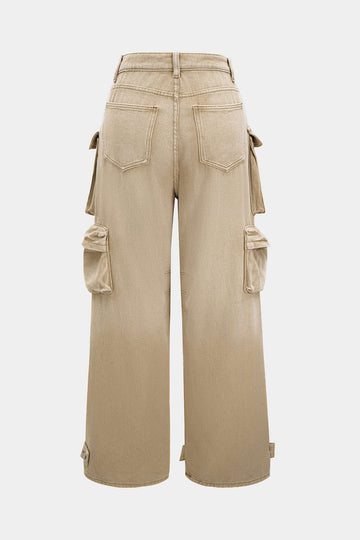 Ombre Multi Pocket Wide Leg Cargo Jeans