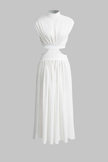 Robe maxi plissée coupée au cou