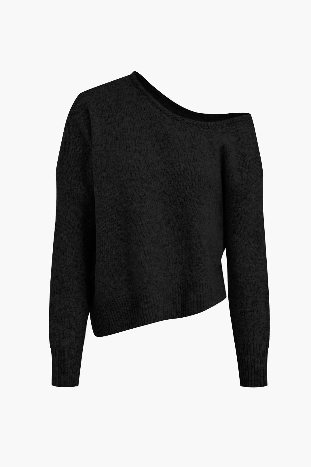 Solidu Knit Off Spalla Sweater Long-Kmiem Fuq