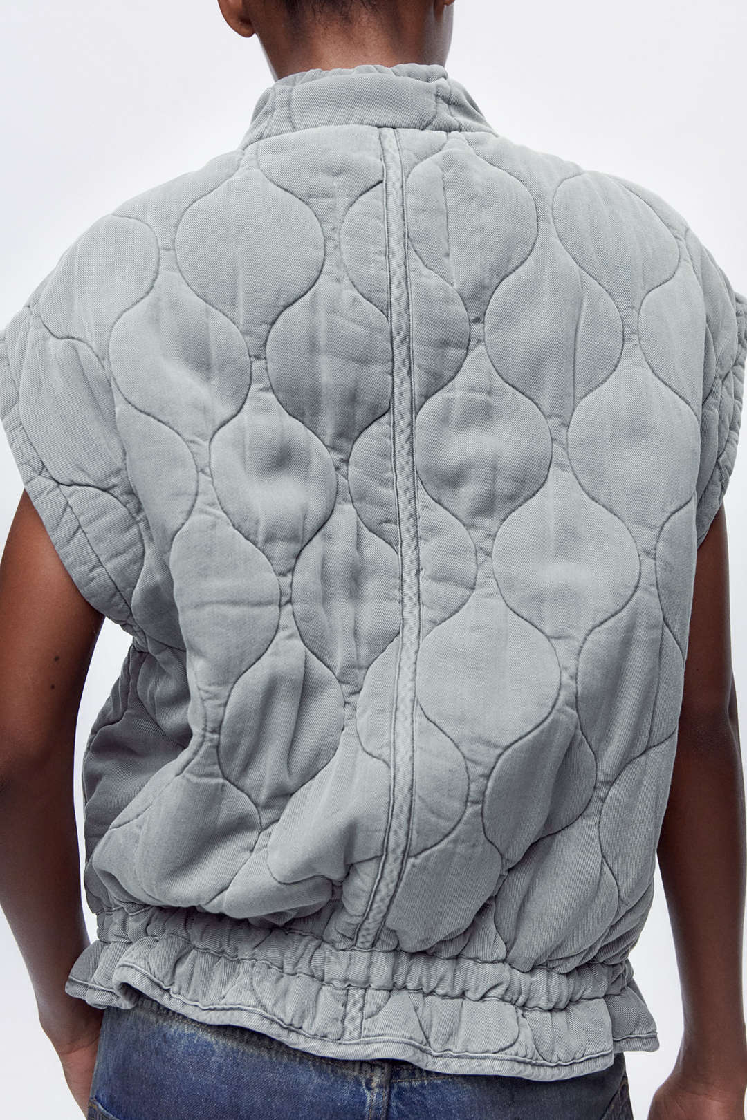 Stand Collar Drawstring Pocket Quilted Puffer Vest