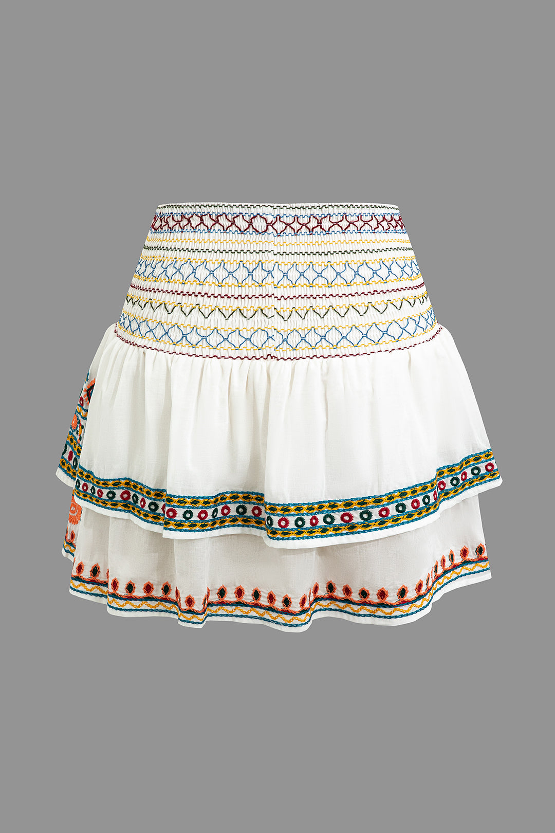 Ethnic Embroidered Layered Skirt