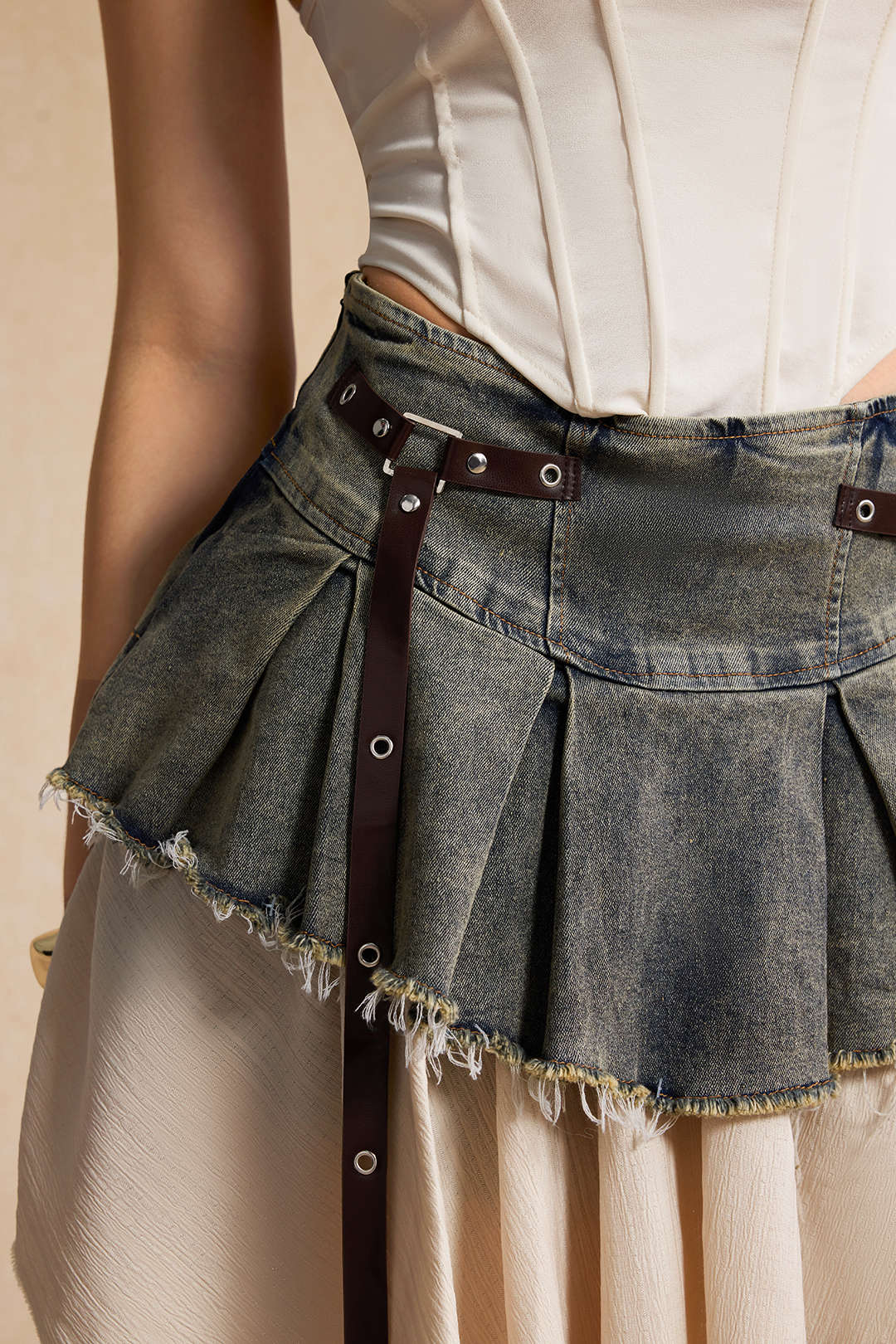 Denim High Waist Patchwork Skirt