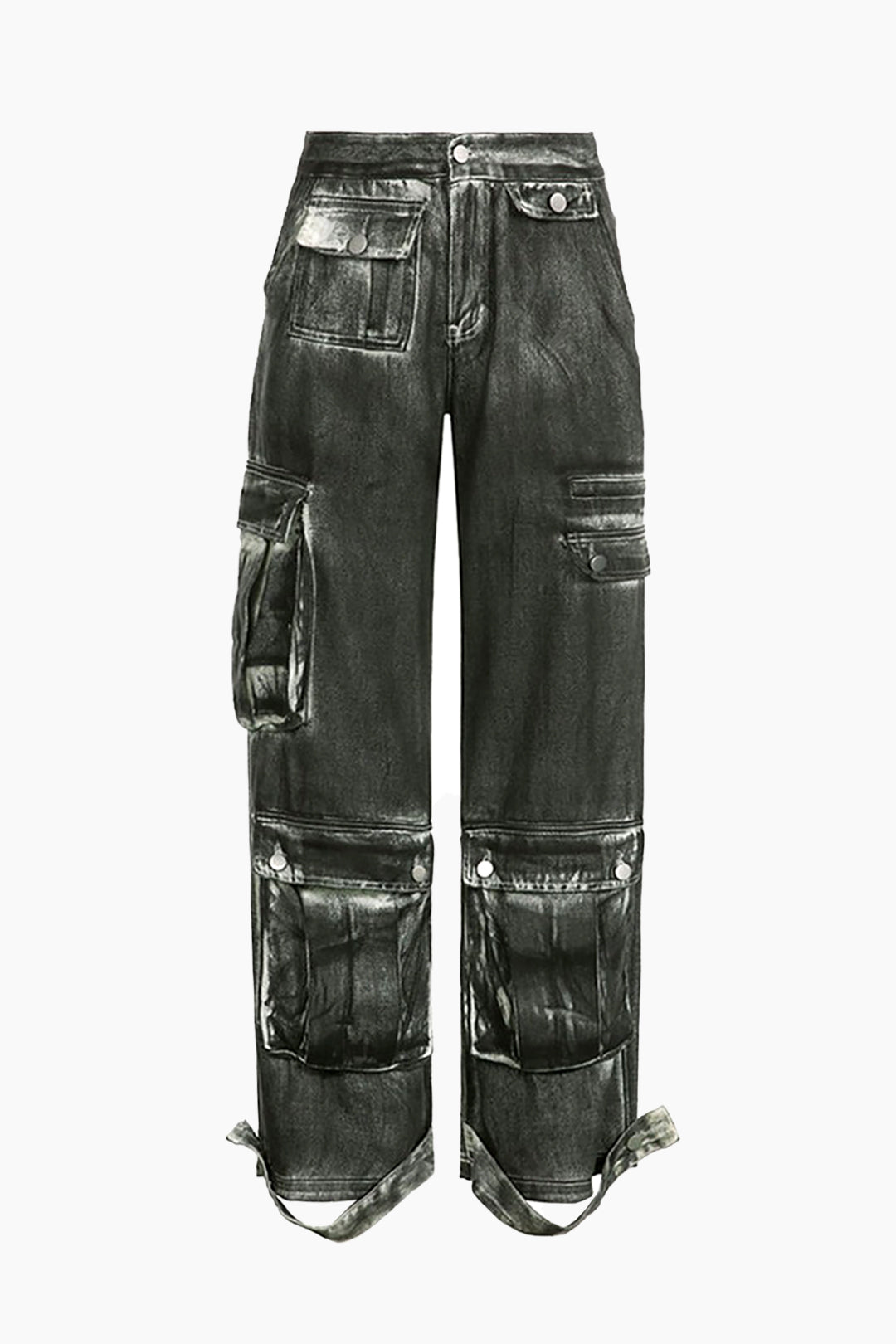 Faded Flap Pocket Straight Leg Cargo Jeans