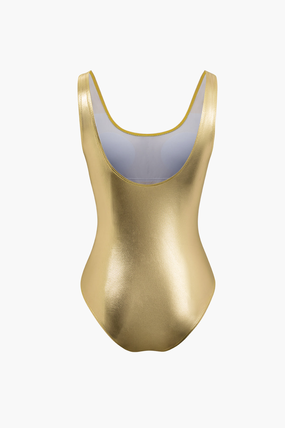 Metallic Round Neck One-piece Swimsuit