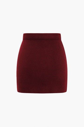 Basic Solid Knit Mini Skirt