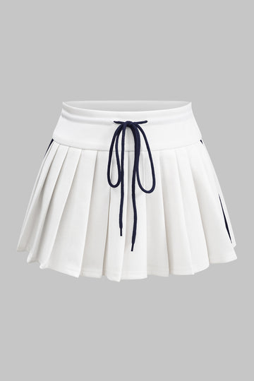 Drawstring Ruched Patchwork Skirt