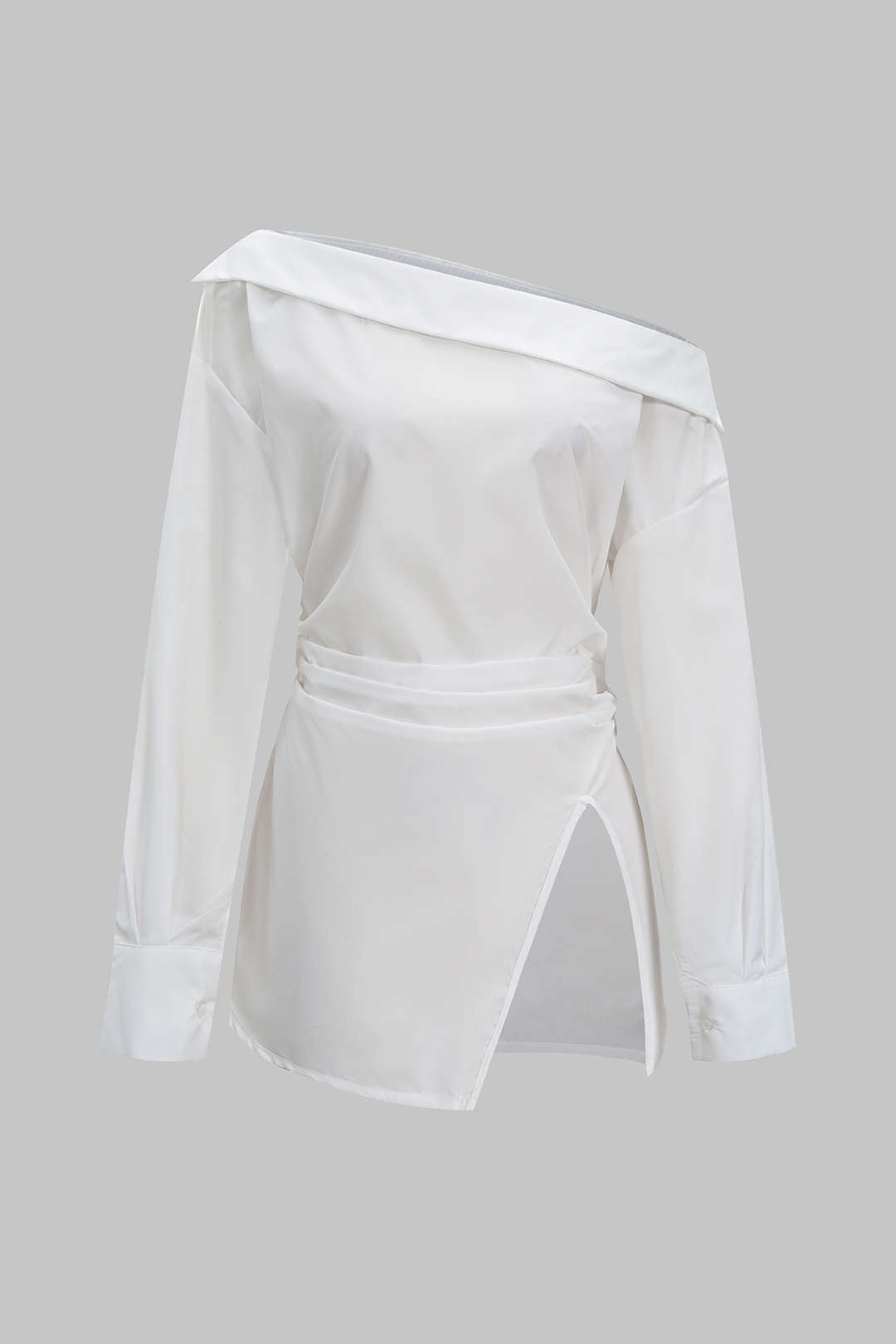 Off Shoulder Ruched Long-Sleeve Shirt