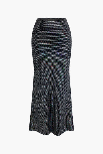 Sequin Embellished Cross Tie Back Cami Top And Mermaid Maxi Skirt Set