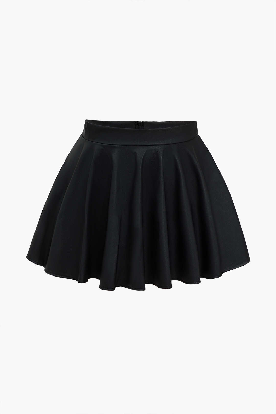 Plus Size Solid Faux Leather Zipper Skirt