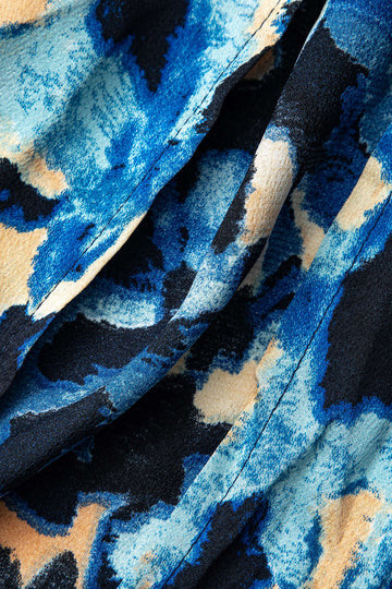 Abstract Print Twist Detail Slit Maxi Skirt