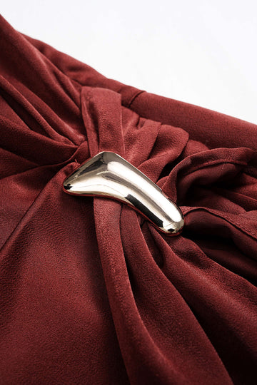 Satin Halter Neck Ruched Backeless Sleeveless Mini Dress