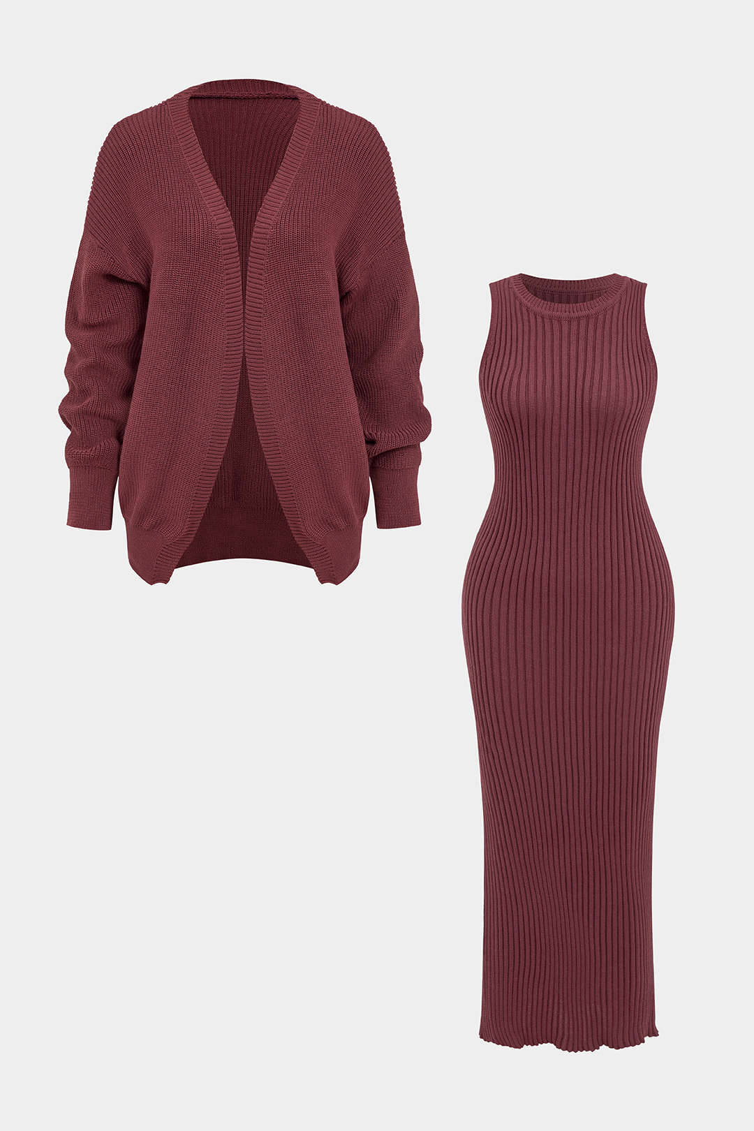 Midi Dress Ribbed Dress With Cardigan Ribbed Knit Dress And Cardigan Set Micas Midi Dress Ribbed Dress With Cardigan Ribbed Knit Dress And Cardigan Set Micas