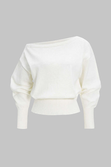 Knit Asymmetrical Long-Sleeve Top