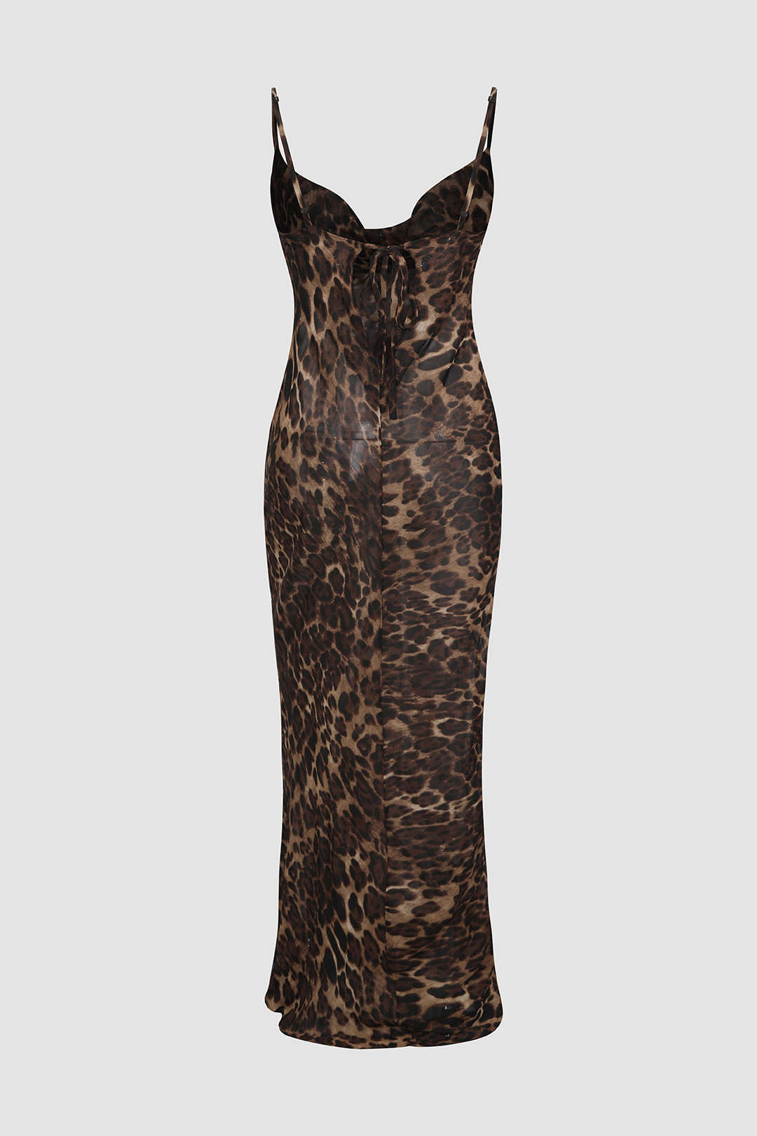Leopard Print Sheer Draped Maxi Dress – Micas