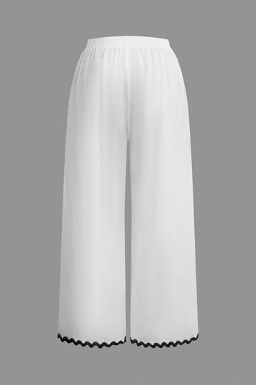 Contrast Sleeveless Top And Wide Leg Pants Set