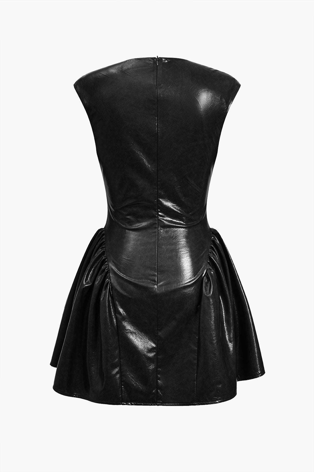 Mini-robe en faux cuir en cuir en V en V