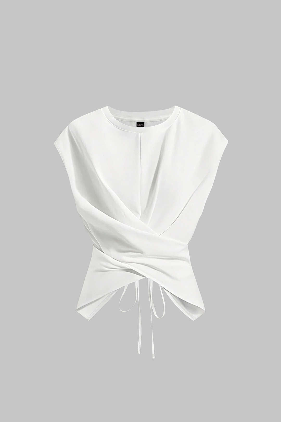 Solid Ruched Tie-Up Crossed T-Shirt