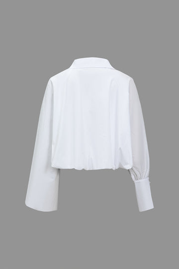 Solid Button Asymmetrical Long-Sleeve Shirt