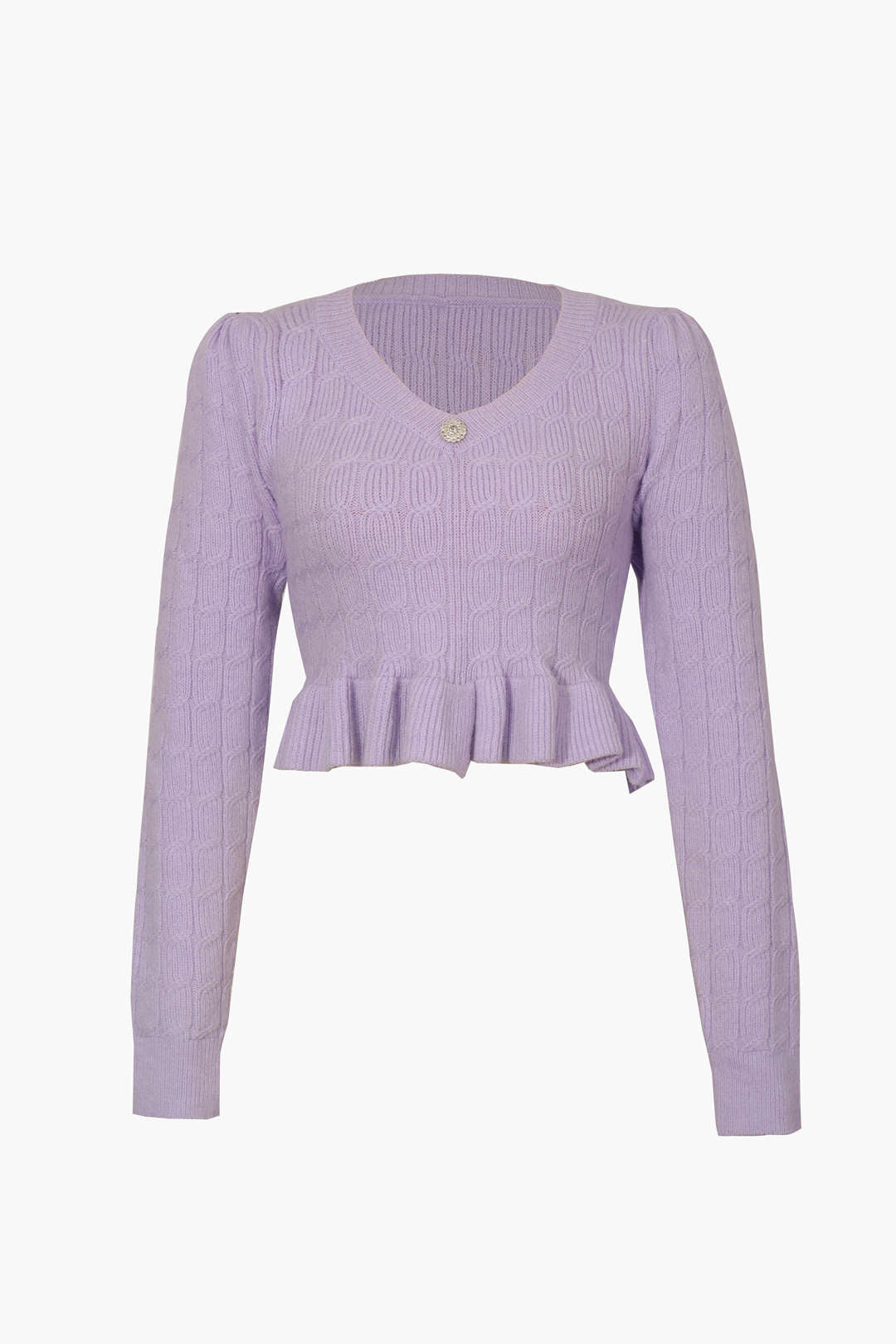 Purple Frills Bottom Knitted Long Sleeve Top