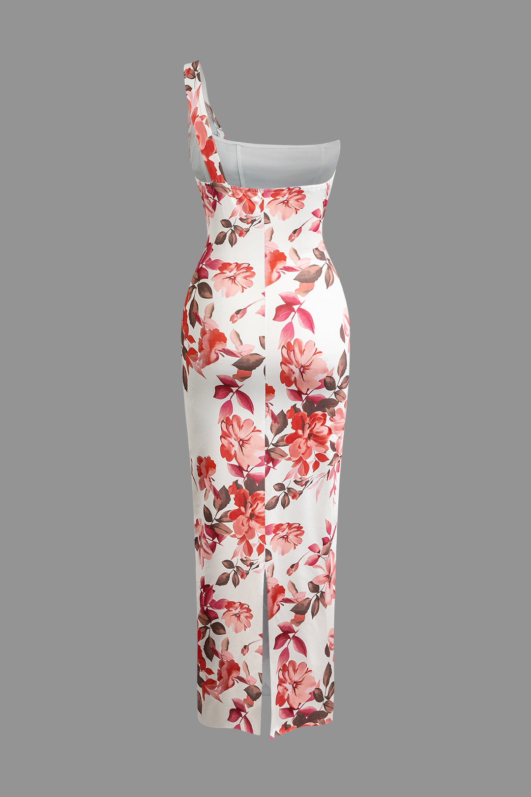 Floral Print Slit One Shoulder Maxi Dress