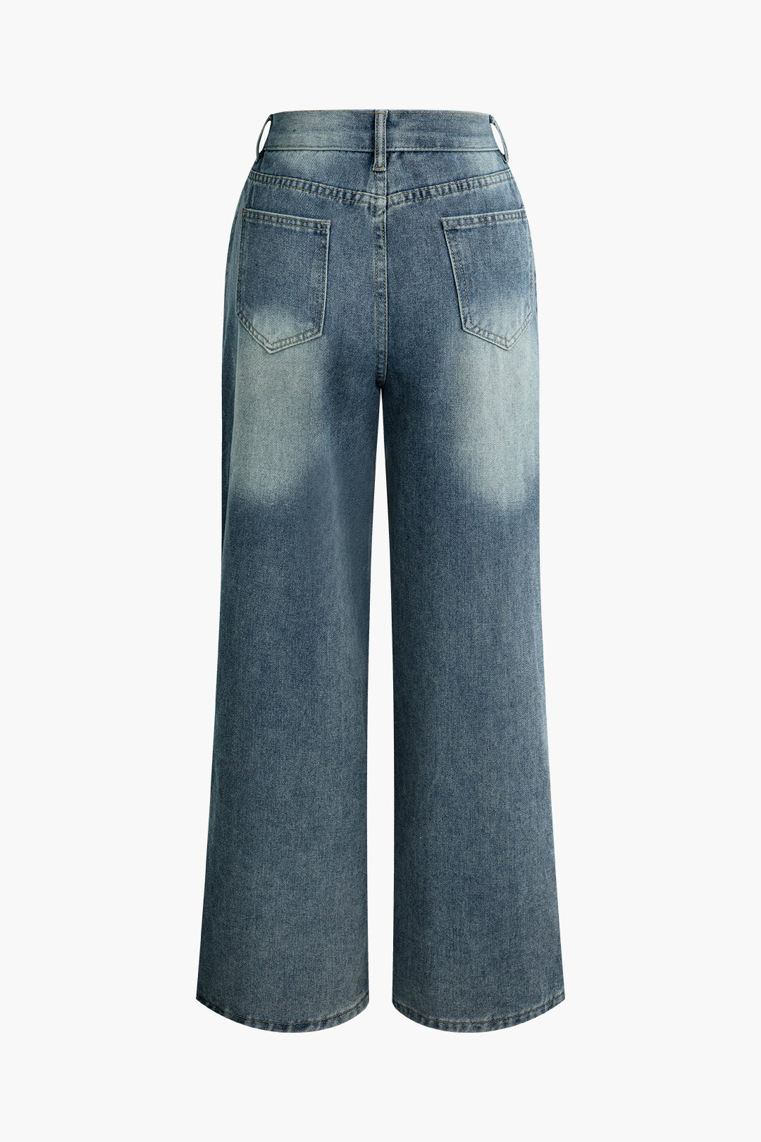 Faded Pleated Wide Leg Jeans