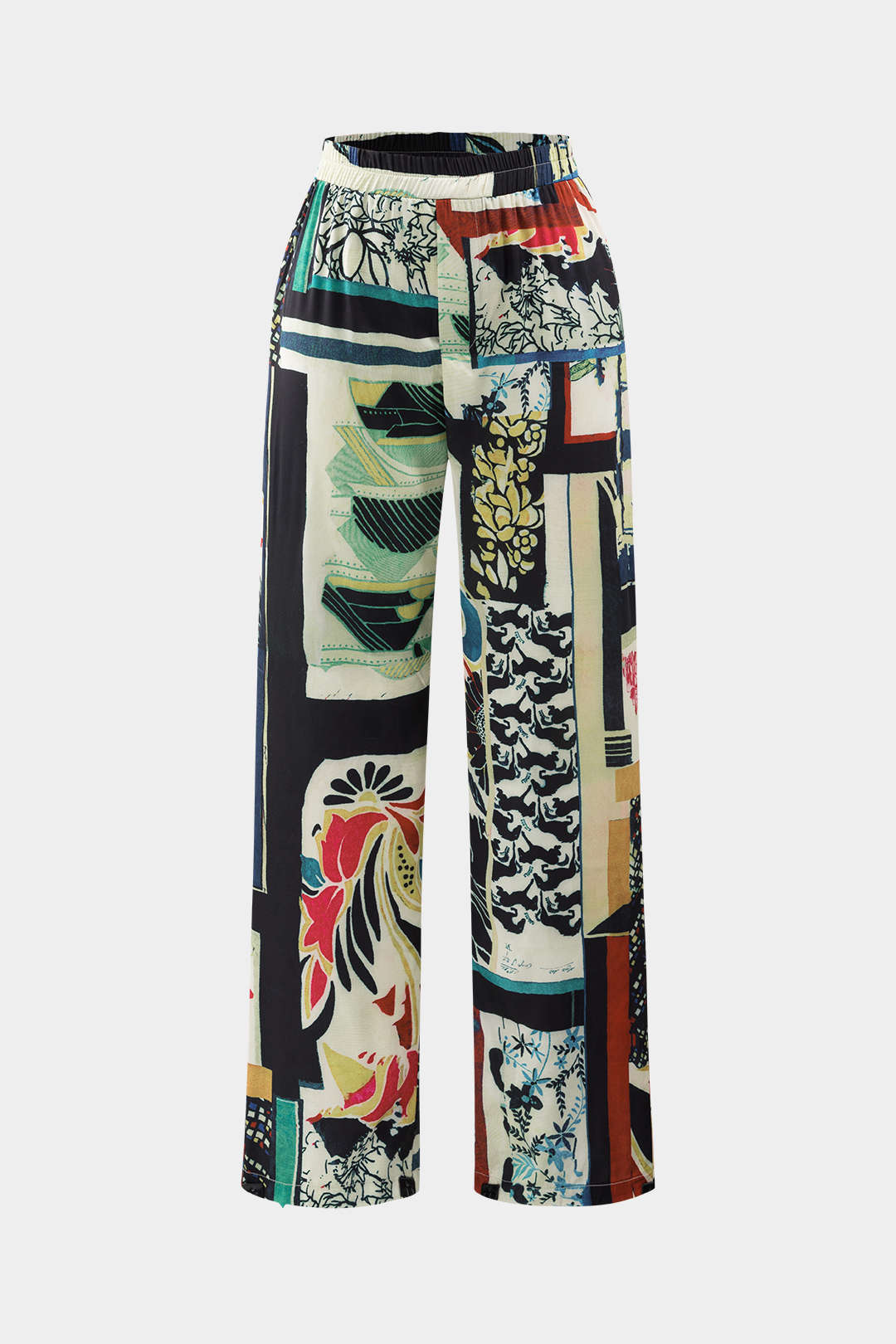 Pantalon à jambe droite à imprimé floral