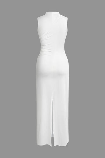 Solid Ruched Maxi Dress