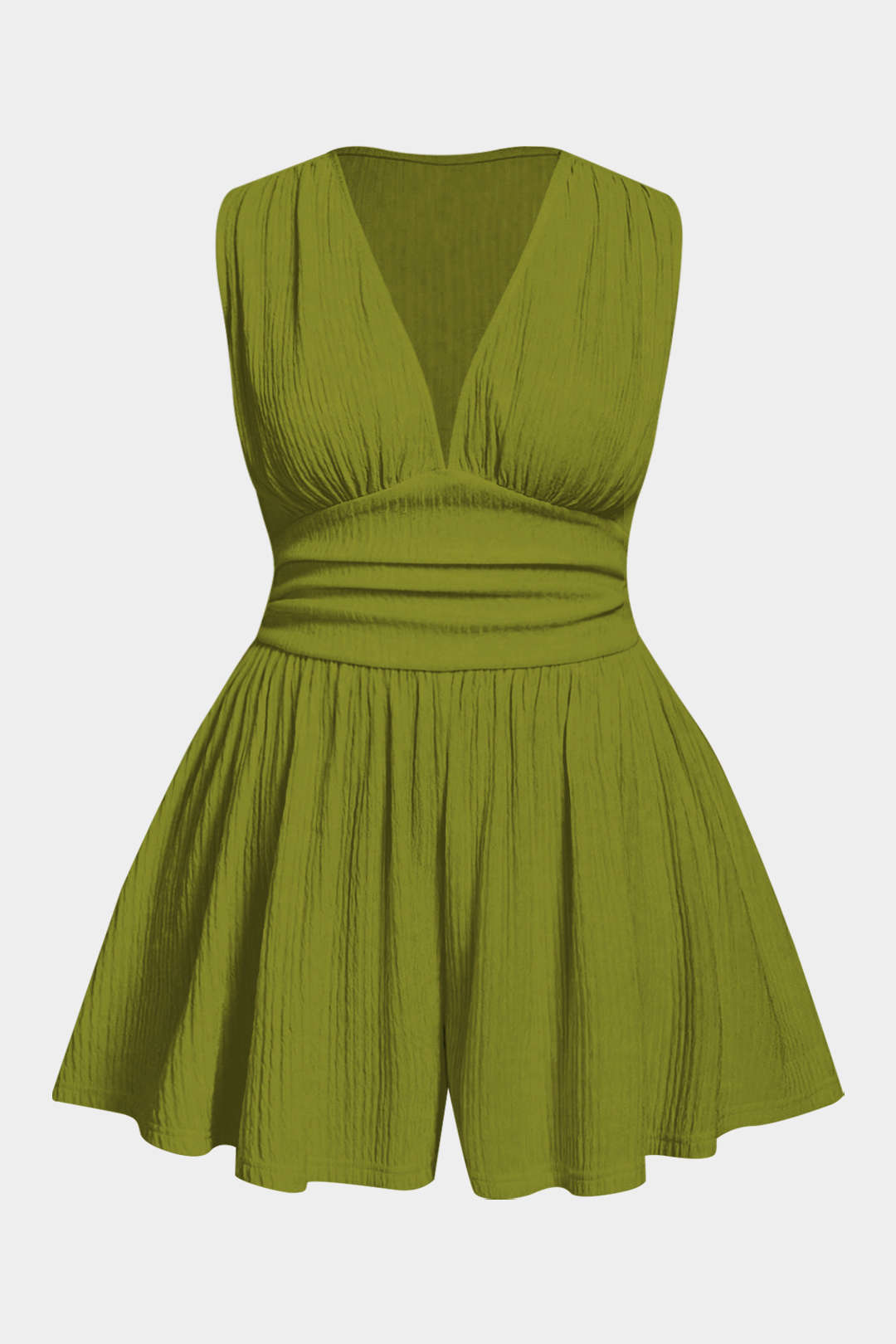 Plus Size Ruched Sleeveless Wide Leg Jumpsuit