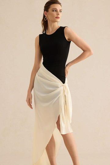 Tie Knot Ruched Sleeveless Maxi Dress