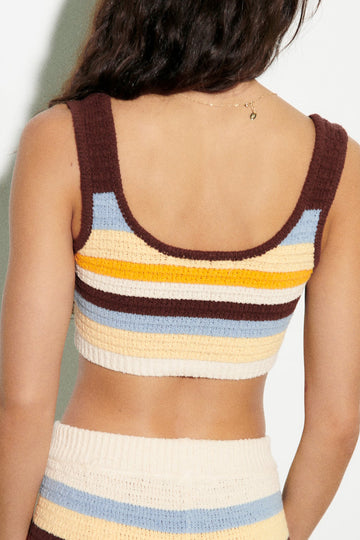 Color Block Stripe Knit Crop Cami Top