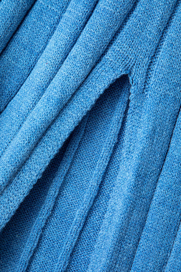 Twist Front Cut Out Rib Knit Split Long Sleeve Maxi Dress