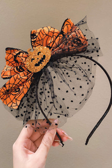 Halloween Pumpkin Bowknot Mesh Headband