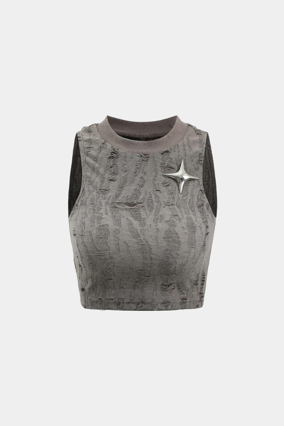 Camiseta sin mangas con decoración de estrellas destruida