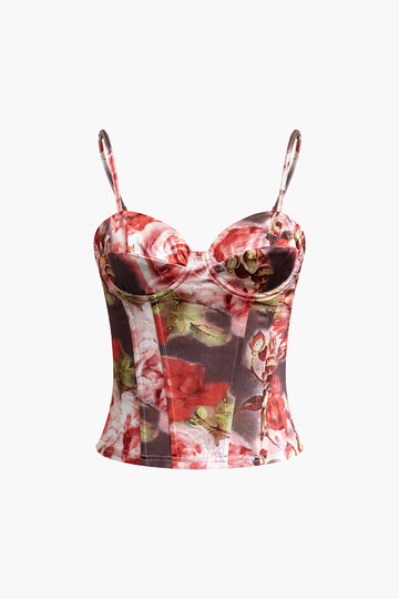 Abstract Print Bustier Cami Top