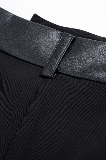 Faux Leather Patchwork Wide Leg Trousers