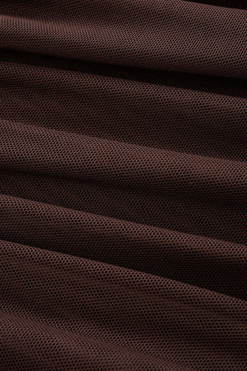 Mesh Ruched Slip V-Neck Sleeveless Maxi Dress