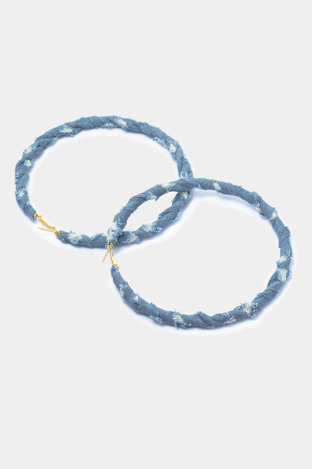 Distressed Denim Hoop Earrings